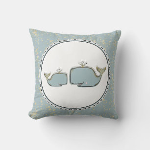 Twee Zee Walvissen Blauw & Goud Boutique Nursery Kussen