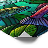 Twee zeearenden vangen vis over een levendige rivi poster (Hoek)