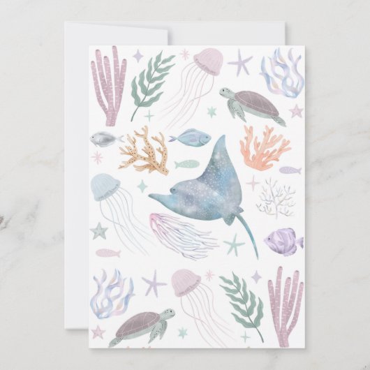 Twee Zeeen Dolphin Narwhal Zee leven tweede verjaa Kaart (Achterkant)