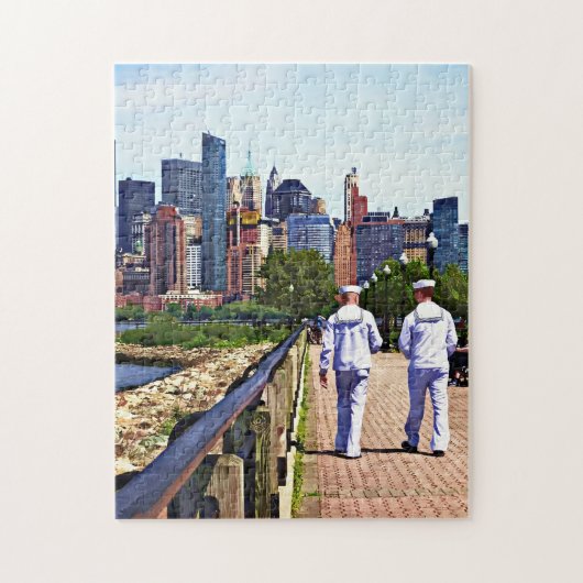 Twee zeelieden in Liberty State Park Legpuzzel (Verticaal)