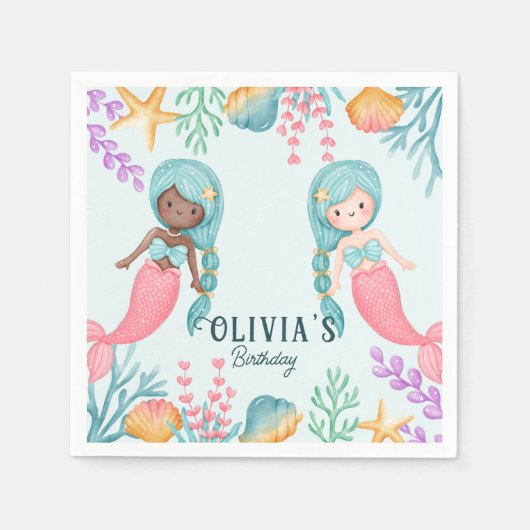 Twee zeemeermin servet (Voorkant)