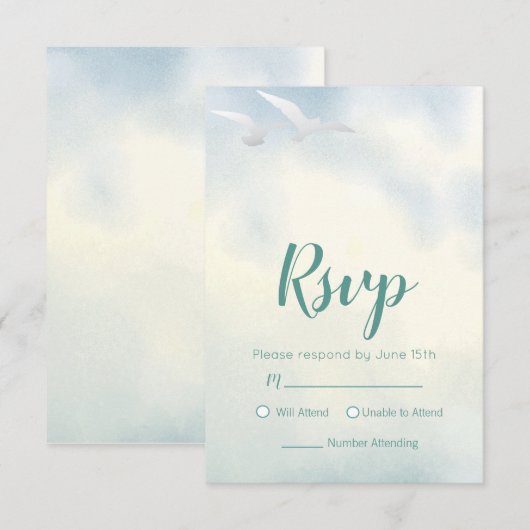 Twee zeemeeuwen RSVP kaartje (Voorkant / Achterkant)