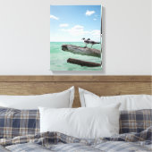 Twee zeemijlen op een dode boom die eruit kleeft canvas afdruk (Insitu (Slaapkamer))