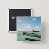 Twee zeemijlen op een dode boom die eruit kleeft vierkante button 5,1 cm (Voorkant /achterkant)