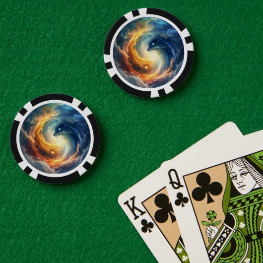 Twee zeemonsters achtervolgen elkaar, fantasie poker chips (Pokertafel (Dubbel))