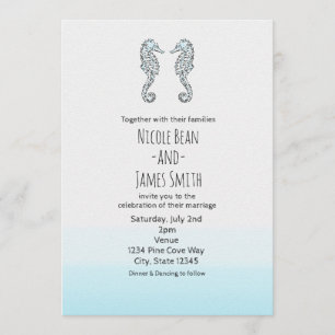 Twee zeepaarden Elegant Beach Weddenschap Kaart