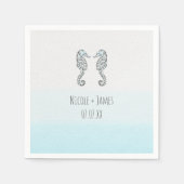 Twee zeepaarden Elegant Beach Weddenschap Servetten (Voorkant)