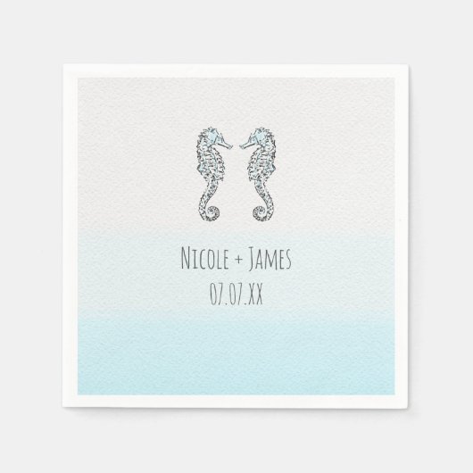 Twee zeepaarden Elegant Beach Weddenschap Servetten (Voorkant)