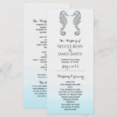 Twee zeepaarden Elegant strand bruiloft programma  Programmakaart (Voorkant / Achterkant)