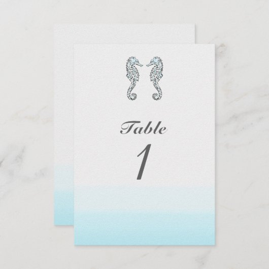 Twee zeepaarden Elegant strand bruiloft tafelnumme Kaart (Voorkant / Achterkant)