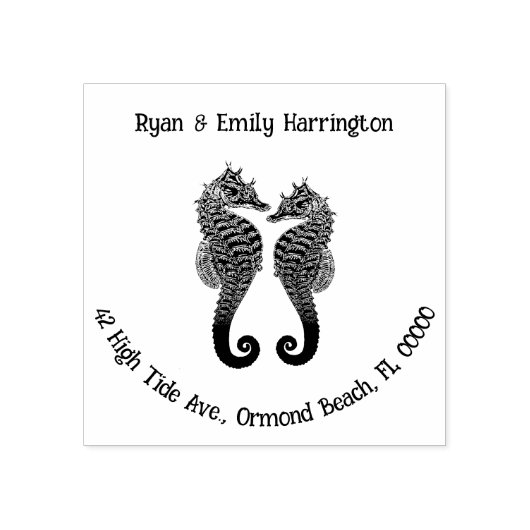 Twee Zeepaarden Koppels Adres Rubberstempel (Afrduk)