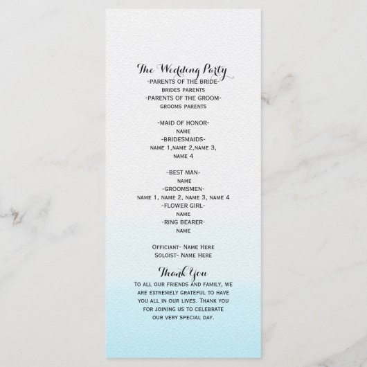 Twee Zeepaardjes Elegant Strand Wedding Program Ra Programmakaart (Achterkant)