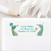 Twee zeepaardjes Waterverf strand bruiloft uitnodi Etiket (Insitu)