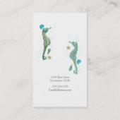 Twee zeepaardjes Waterverf strand Elegant chic Visitekaartje (Achterkant)