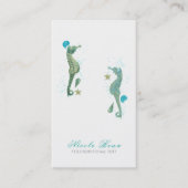 Twee zeepaardjes Waterverf strand Elegant chic Visitekaartje (Voorkant)