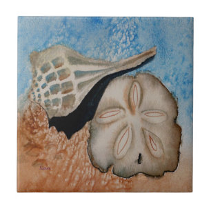 Twee Zeeschelpen van de Ocean Tegel Tegeltje