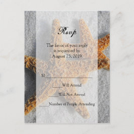 Twee Zeester & Zand, Strand Bruiloft RSVP Antwoord Uitnodiging Briefkaart