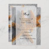 Twee Zeester & Zand, Strand Bruiloft RSVP Antwoord Uitnodiging Briefkaart (Voorkant / Achterkant)