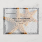 Twee Zeester & Zand, Strand Bruiloft RSVP Antwoord Uitnodiging Briefkaart (Achterkant)