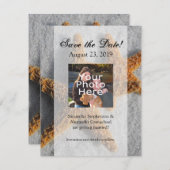 Twee Zeesterren in het Zand, Strand Bruiloft Save The Date (Voorkant / Achterkant)