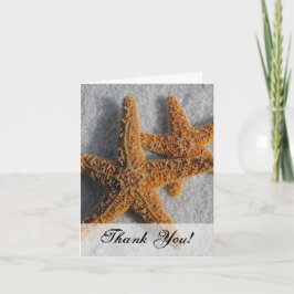 Twee Zeesterren in het Zand, Strand Huwelijk Bedankkaart
