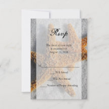 Twee zeesterren in zand, strand bruiloft RSVP antw