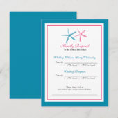 Twee Zeesterren Pauw en Roze RSVP Kaart (Voorkant / Achterkant)