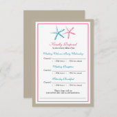 Twee Zeesterren Pauw en Roze RSVP Kaart (Voorkant / Achterkant)