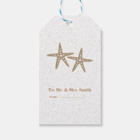 Twee Zeesterren Strand Bruidsmeisjes Bruiloft Cade Cadeaulabel (Voorkant)
