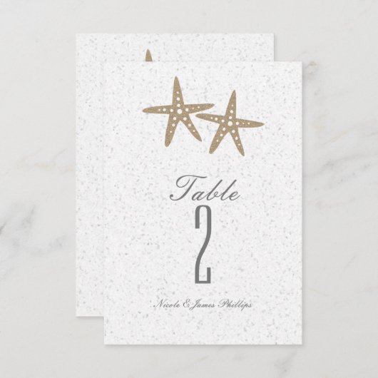 Twee Zeesterren Strand Bruiloft Bruid Tafel Nummer Kaart (Voorkant / Achterkant)