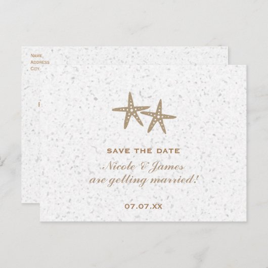 Twee Zeesterren Strand Bruiloft Save The Date Kaar Aankondigingskaart (Voorkant / Achterkant)