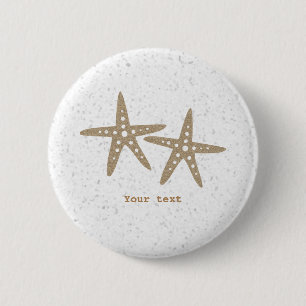 Twee Zeesterren Strand Oceaan Verjaardag Speld KNO Ronde Button 5,7 Cm
