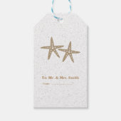 Twee zeesterren strand Vrijgezellenfeest bruiloft Cadeaulabel (Voorkant)