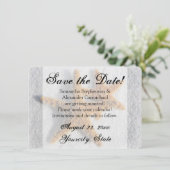Twee Zeesterren Zand, Strand Save-the-date Kaart (Staand voorkant)