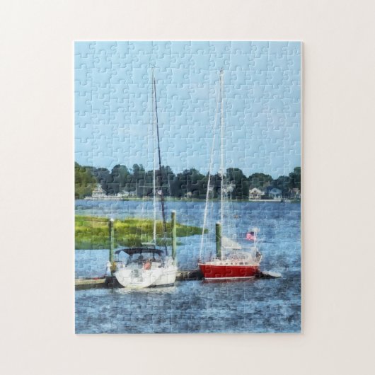 Twee zeilboten aangemeerd in Norwalk, CT Legpuzzel (Verticaal)