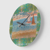 Twee zeilboten bewolkte lucht grote klok (Hoek)