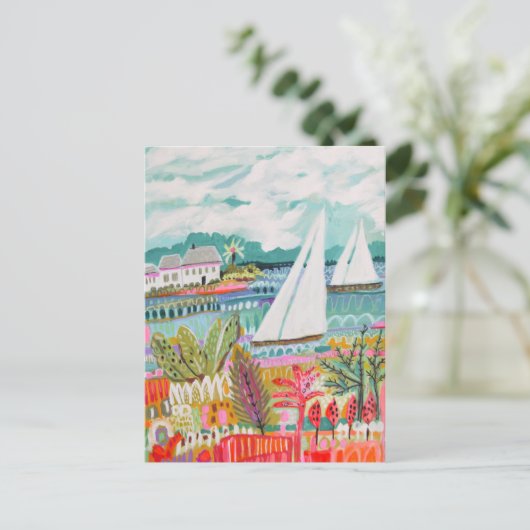 Twee zeilboten briefkaart (Staand voorkant)