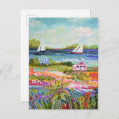 Twee zeilboten en Cottage Briefkaart (Voorkant / Achterkant)