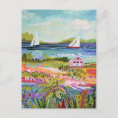Twee zeilboten en Cottage Briefkaart (Voorkant)