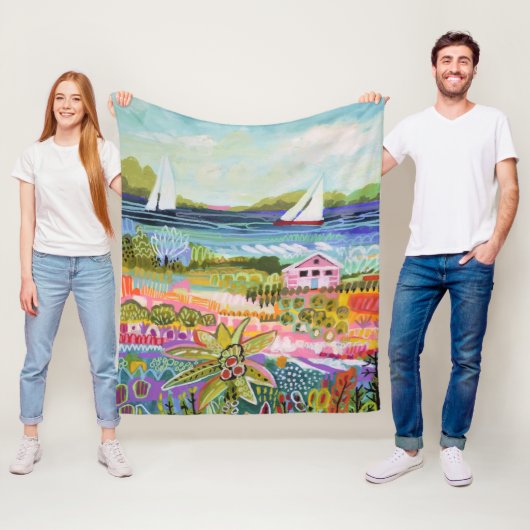 Twee zeilboten en Cottage Fleece Deken (In situ)