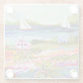 Twee zeilboten en Cottage Glazen Onderzetter (Achterkant)