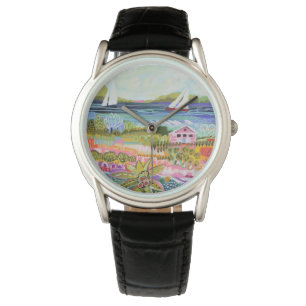 Twee zeilboten en Cottage Horloge