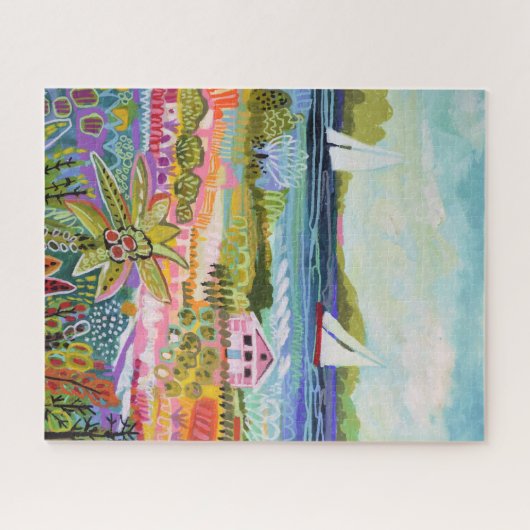 Twee zeilboten en Cottage Legpuzzel (Horizontaal)