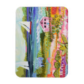 Twee zeilboten en Cottage Magneet (Verticaal)