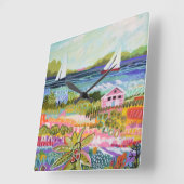 Twee zeilboten en Cottage Vierkante Klok (Hoek)