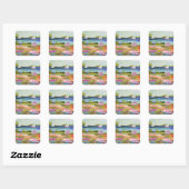 Twee zeilboten en Cottage Vierkante Sticker (Vel)