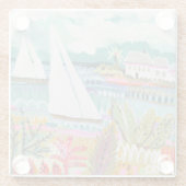 Twee zeilboten glazen onderzetter (Achterkant)