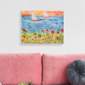 Twee Zeilboten Grote Zon Uitgestrekte Canvas Print (Insitu (Woonkamer))