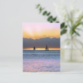 Twee zeilboten in een Waikiki Sunset Briefkaart (Staand voorkant)