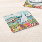 Twee zeilboten kartonnen onderzetters (Schuin)